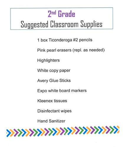 flyer for 2nd grade supplies list